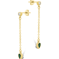 Delicate Chain Link CZ Drop Earrings