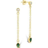 Delicate Chain Link CZ Drop Earrings