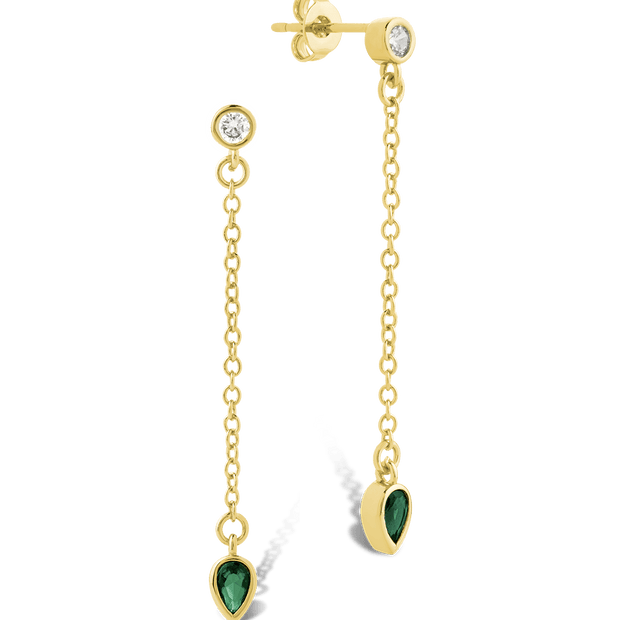 Delicate Chain Link CZ Drop Earrings