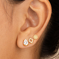 Sterling Silver CZ Geo Stud Set of 3