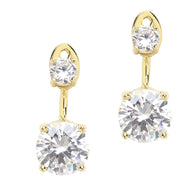 Sterling Silver Brilliant CZ Stud Jacket Earrings