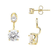 Sterling Silver Brilliant CZ Stud Jacket Earrings