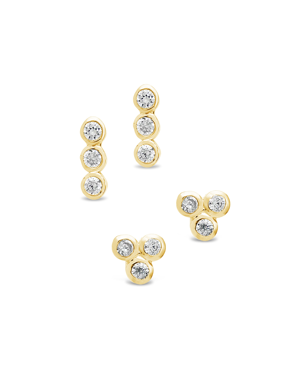 Sterling Silver 2pc Bezel Stud Set