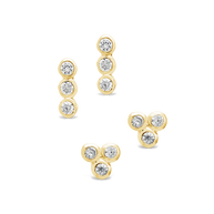 Sterling Silver 2pc Bezel Stud Set
