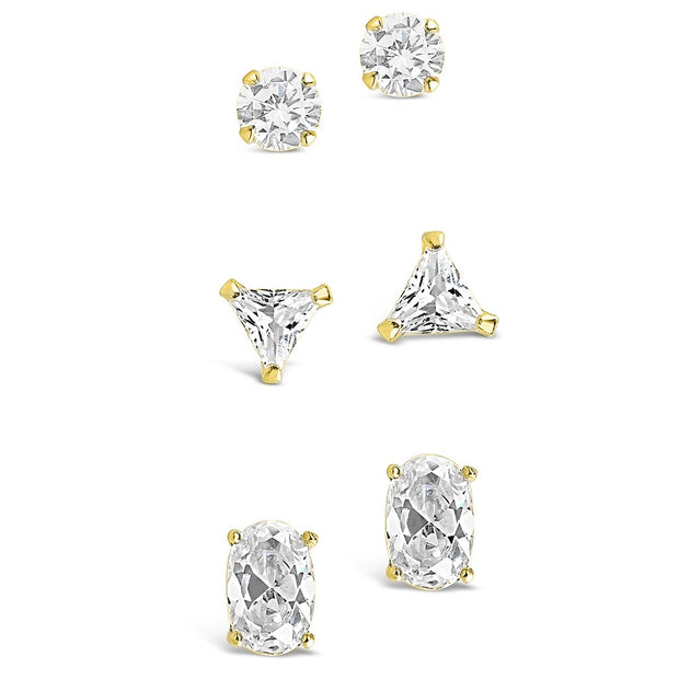 Sterling Silver Everyday CZ Stud Set of 3