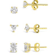 Sterling Silver Everyday CZ Stud Set of 3