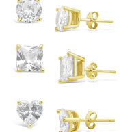 Sterling Silver Statement CZ Stud Set of 3