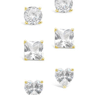 Sterling Silver Statement CZ Stud Set of 3