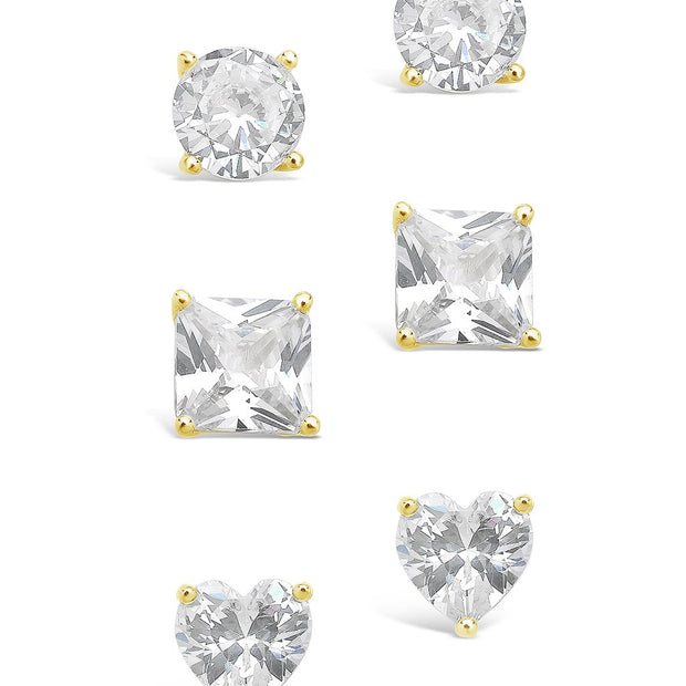 Sterling Silver Statement CZ Stud Set of 3