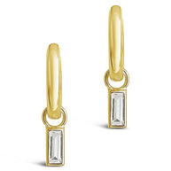 Sterling Silver Baguette CZ Micro Hoops