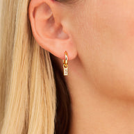 Sterling Silver Baguette CZ Micro Hoops