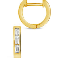Sterling Silver CZ Baguette Micro Hoop Earrings