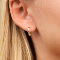 Sterling Silver CZ Baguette Micro Hoop Earrings