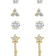Sterling Silver 4pc Everyday CZ Earring Set