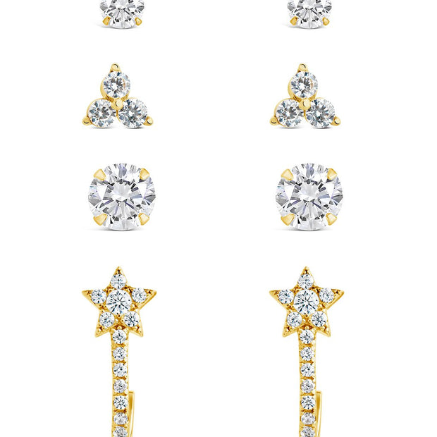 Sterling Silver 4pc Everyday CZ Earring Set