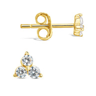 Sterling Silver CZ Pyramid Stud Earrings
