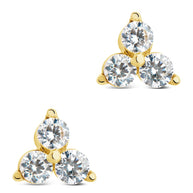Sterling Silver CZ Pyramid Stud Earrings