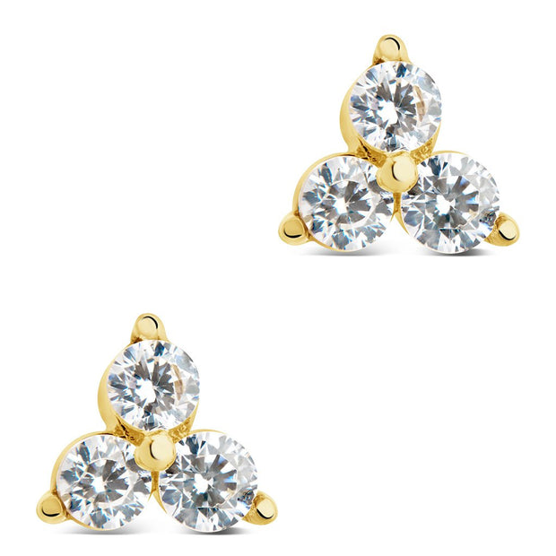 Sterling Silver CZ Pyramid Stud Earrings