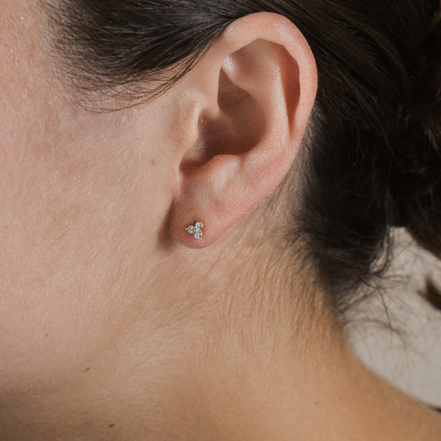 Sterling Silver CZ Pyramid Stud Earrings