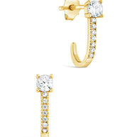 Sterling Silver CZ Suspender Stud Earrings