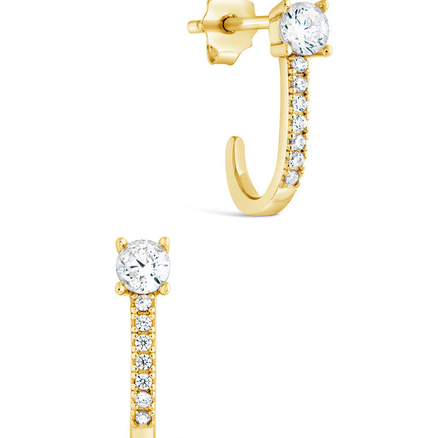 Sterling Silver CZ Suspender Stud Earrings
