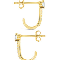 Sterling Silver CZ Suspender Stud Earrings