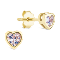 Sterling Silver Bezel Set CZ Heart Studs