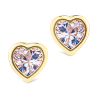 Sterling Silver Bezel Set CZ Heart Studs