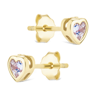 Sterling Silver Bezel Set CZ Heart Studs