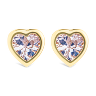 Sterling Silver Bezel Set CZ Heart Studs