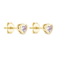 Sterling Silver Bezel Set CZ Heart Studs