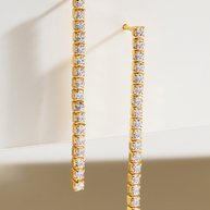 Sterling Silver CZ Linear Drop Earrings
