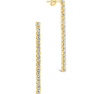 Sterling Silver CZ Linear Drop Earrings