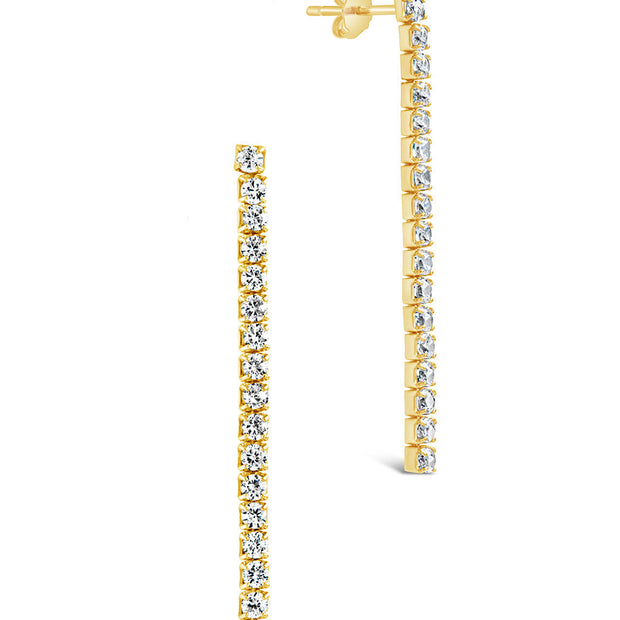 Sterling Silver CZ Linear Drop Earrings