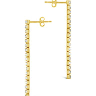 Sterling Silver CZ Linear Drop Earrings