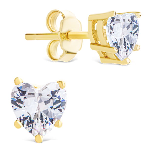Sterling Silver 5mm Heart CZ Stud Earrings