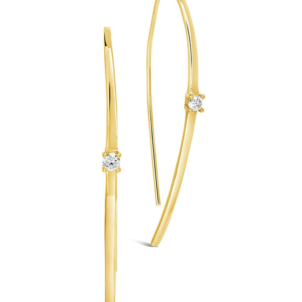 Sterling Silver CZ Studded Threader Earrings