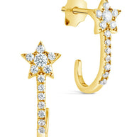 Sterling Silver CZ Star Jacket Earrings