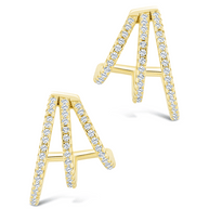 Sterling Silver Porter Triple Row CZ Huggie Hoops