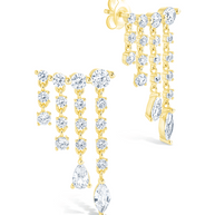 Sterling Silver Adrian CZ Waterfall Statement Studs