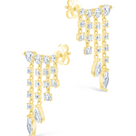 Sterling Silver Adrian CZ Waterfall Statement Studs