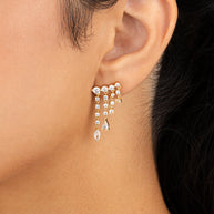Sterling Silver Adrian CZ Waterfall Statement Studs