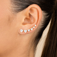 Sterling Silver Jillian CZ Heart Crawler Studs