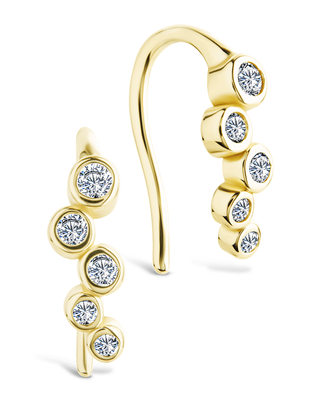 Sterling Silver Talia CZ Bezel Crawler Earrings