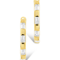 Sterling Silver Henley CZ Baguette Micro Hoop Earrings