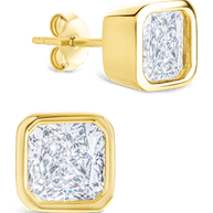 Sterling Silver Asscher Cut Bezel Set Stud Earrings