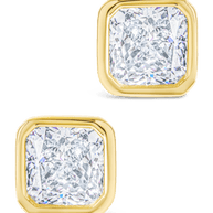 Sterling Silver Asscher Cut Bezel Set Stud Earrings