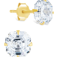 Sterling Silver Asscher Cut Prong Set Stud Earrings