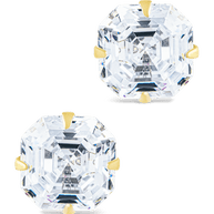 Sterling Silver Asscher Cut Prong Set Stud Earrings