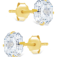 Sterling Silver Asscher Cut Prong Set Stud Earrings
